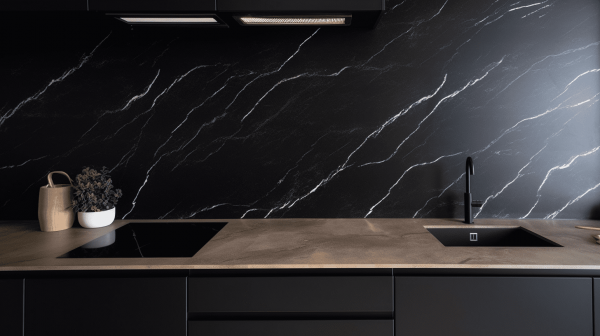 Фартук из кварцевого агломерата Marquina (Маркина)